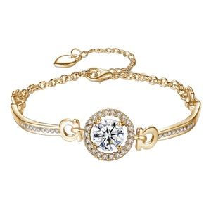 Gold with Rhinestones Adjustable Length Bracelet